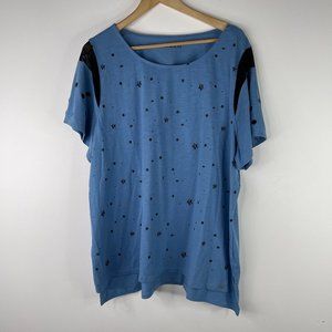 PENNINGTONS MBLM Women High Low Blue  T Shirt Plus Size 4